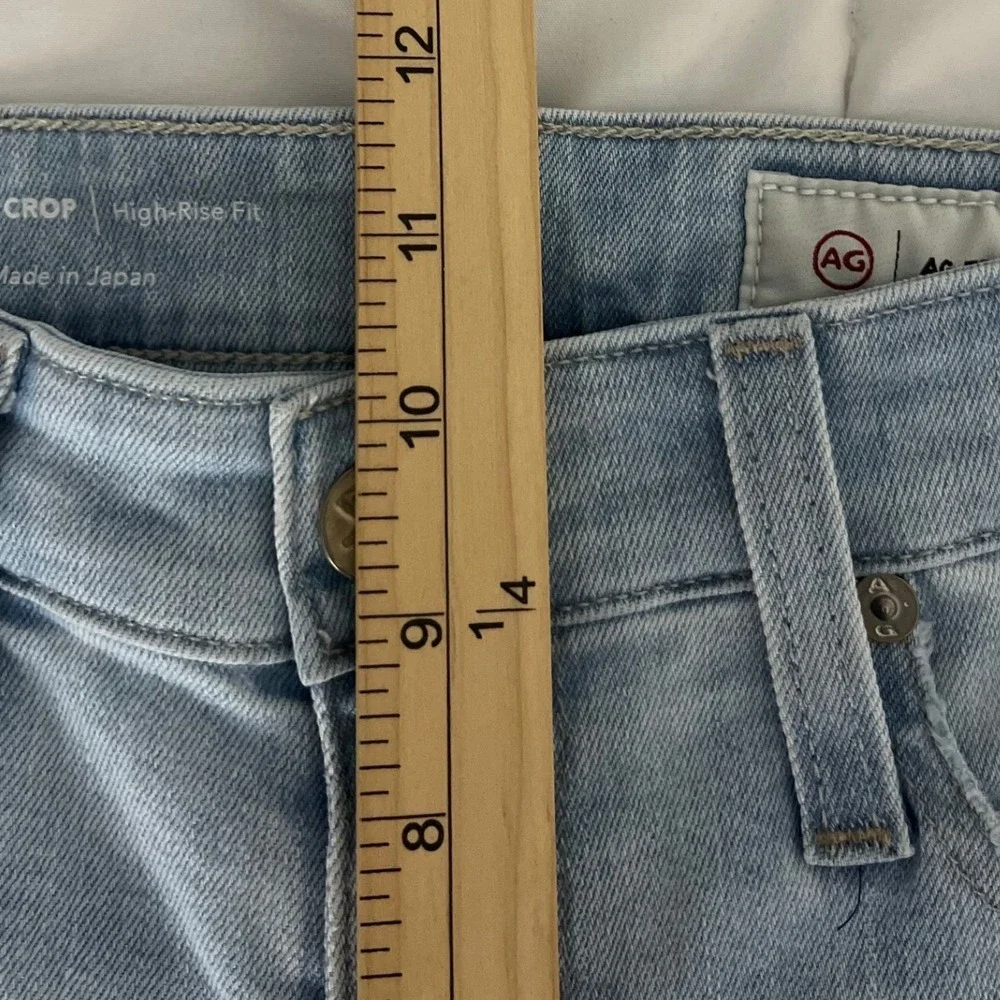 AG Adriano Goldschmied Farrah Boot Crop High Rise Distressed Jeans Light Wash 25